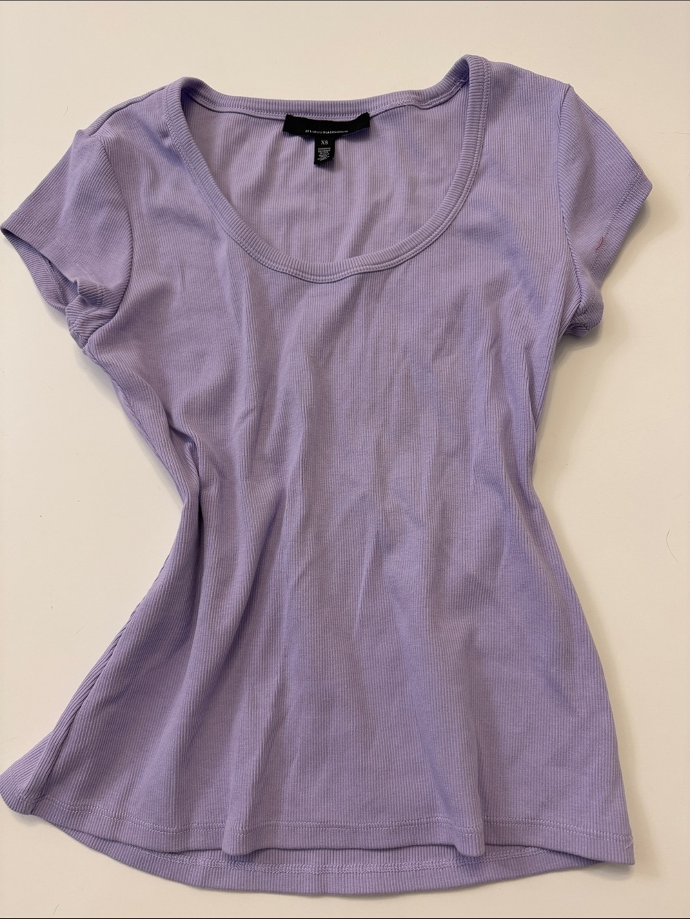 White House Black Market Lavender Scoop Neck Ribbed Tee
